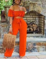 Off Shoulder Cut Out Jumpsuit