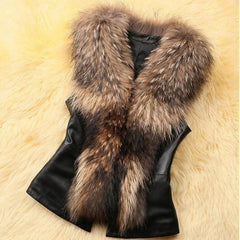 Faux Leather Fox Fur Jacket