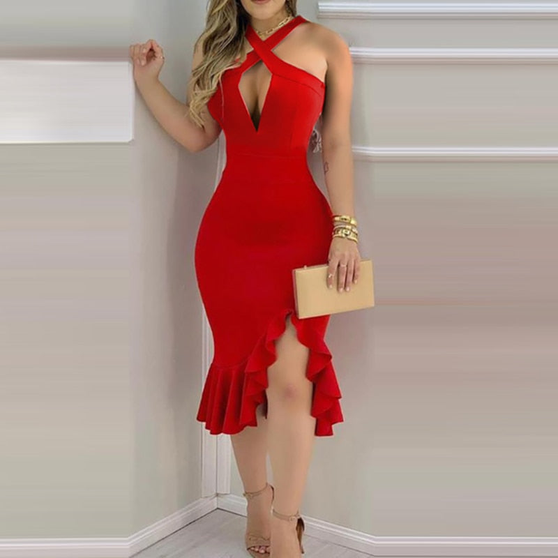Elegant Solid Velvet Dress