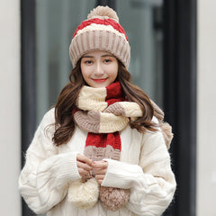 Woolen Hat Scarf Gloves Set