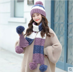 Woolen Hat Scarf Gloves Set