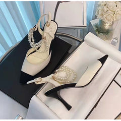 Luxury Pearls Chains Shoes