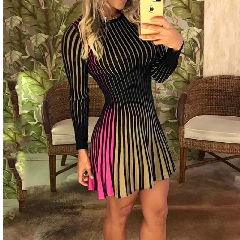 Striped Print Mini Dress