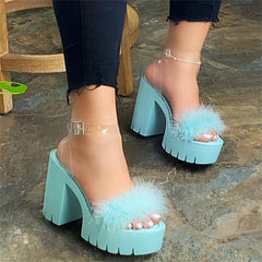 Buckle Strap Furry Shoe