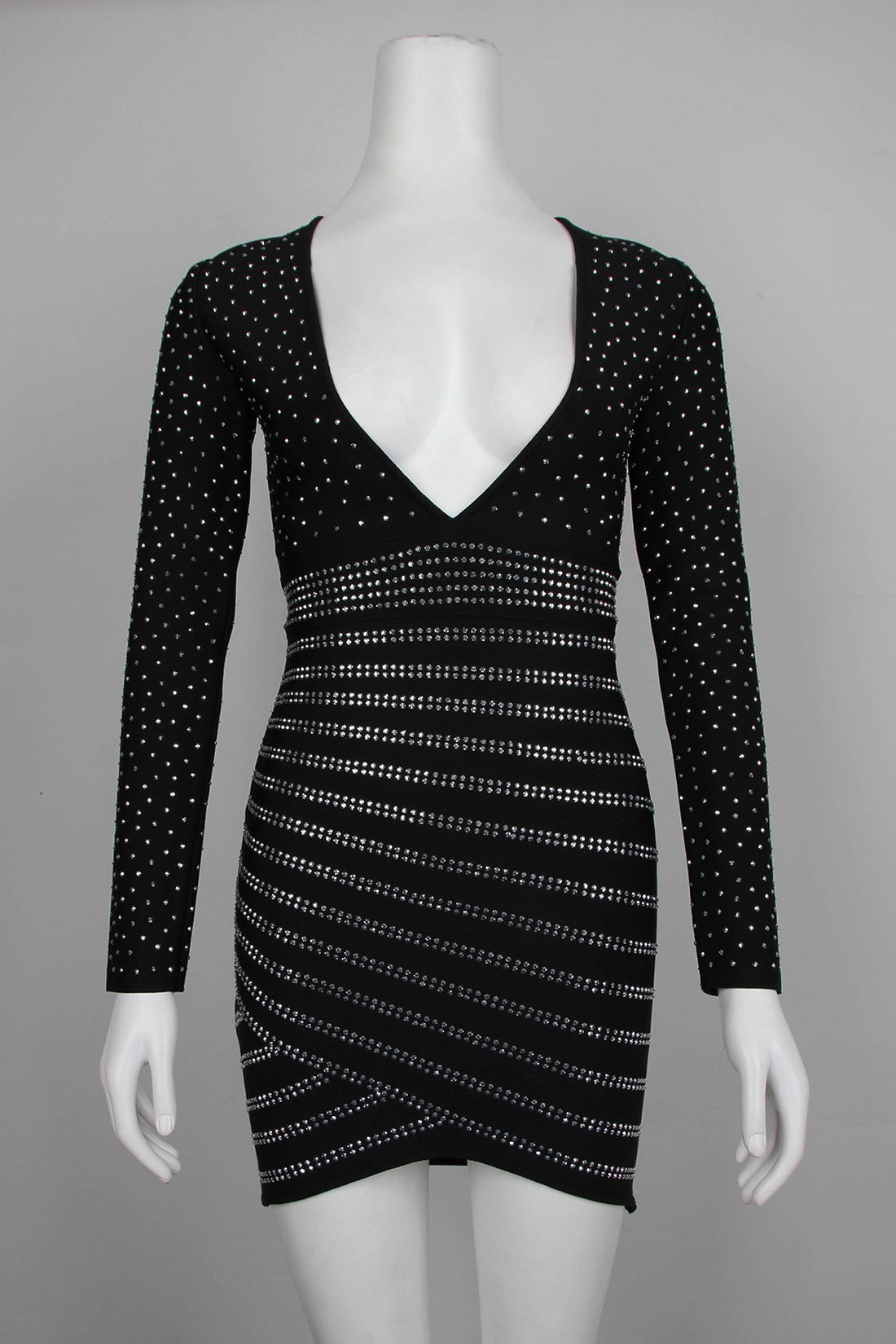 Long Sleeve Deep V Neck Dress