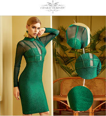 Green Long Sleeve Bandage Dress