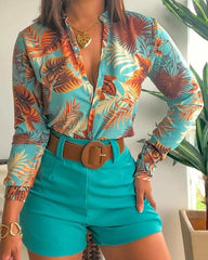 Elegant Floral Blouse V-Neck