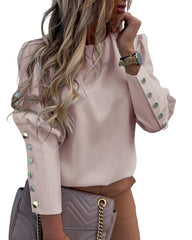 Elegant Women Metal Button Blouse