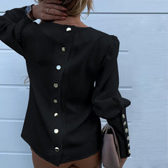 Elegant Women Metal Button Blouse