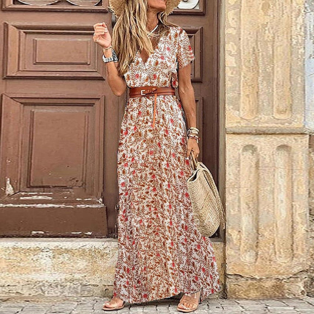 Boho Short Sleeve Paisley Print dress