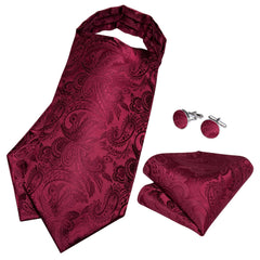 Premium Silk Ascot Tie Brooch Pin Set