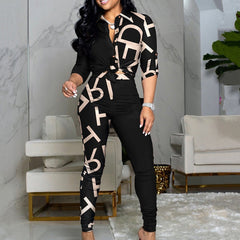 Letter Fashion Women Two Pieces Set