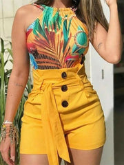 High Waist Belted Short