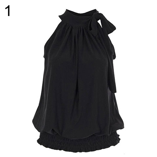 Pleated Halter Neck Blouse