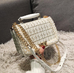 Quality Woolen Pearl Handbag