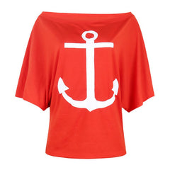 Slash Neck Print Blouse Shirt