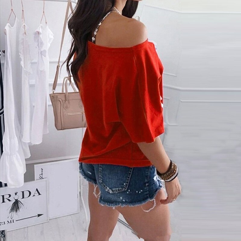 Slash Neck Print Blouse Shirt