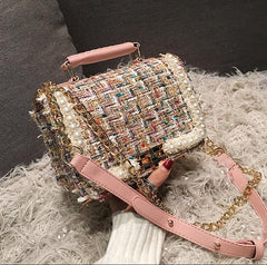 Quality Woolen Pearl Handbag