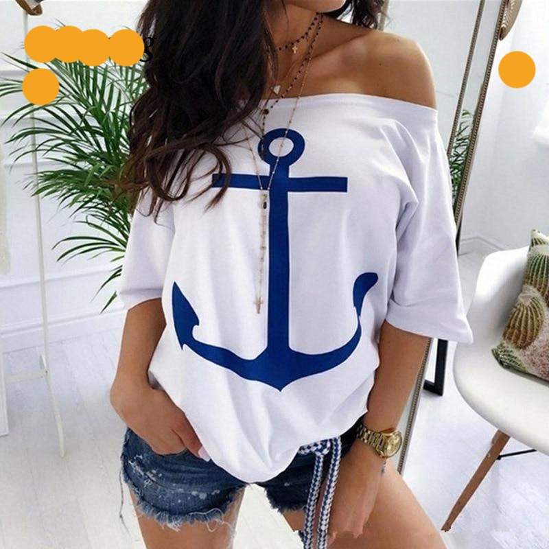 Slash Neck Print Blouse Shirt