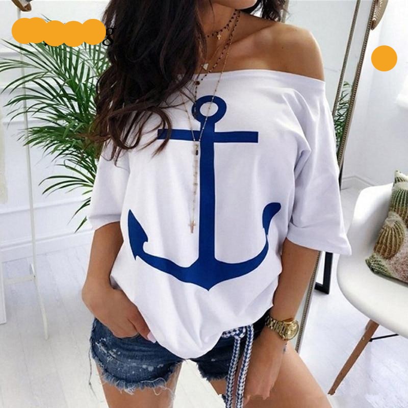 Slash Neck Print Blouse Shirt