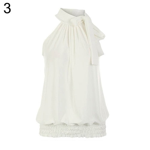 Pleated Halter Neck Blouse