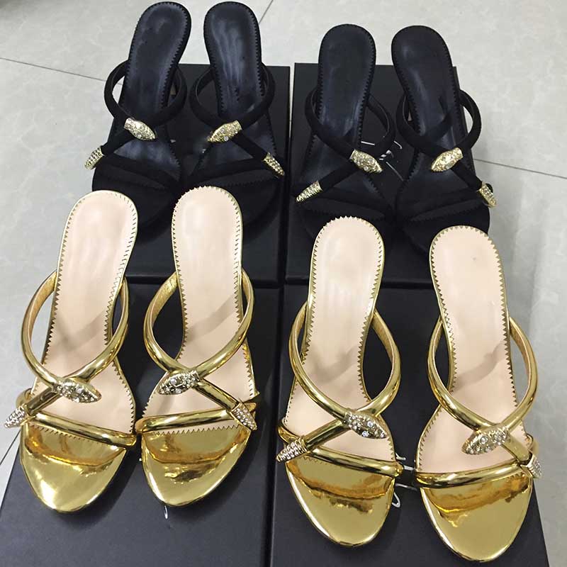 Gold Snake Strap Shoes