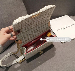 Quality Woolen Pearl Handbag