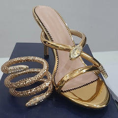 Gold Snake Strap Shoes