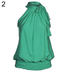 Pleated Halter Neck Blouse