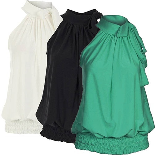 Pleated Halter Neck Blouse