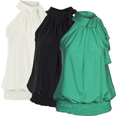 Pleated Halter Neck Blouse
