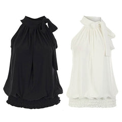 Pleated Halter Neck Blouse