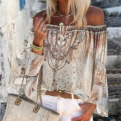 Long Sleeve Off Shoulder  Blouse