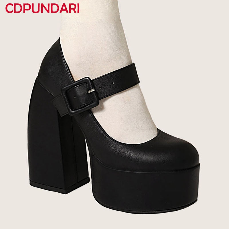 Thick High Heels Platforms Shoes