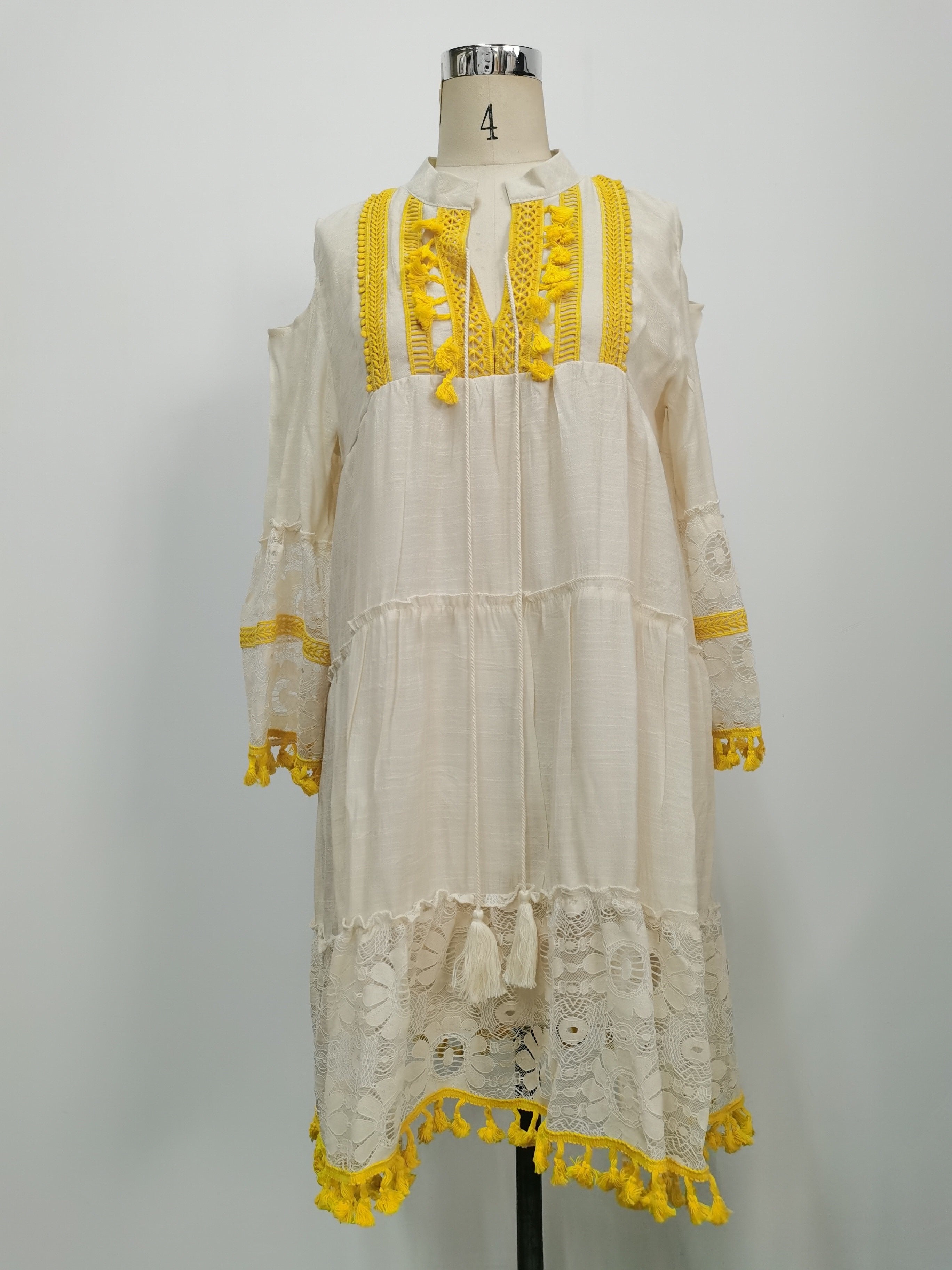 Sexy V-neck Loose Tassel Dress