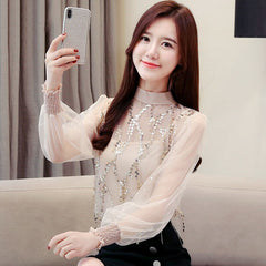 Beading Mesh & pearls Blouse