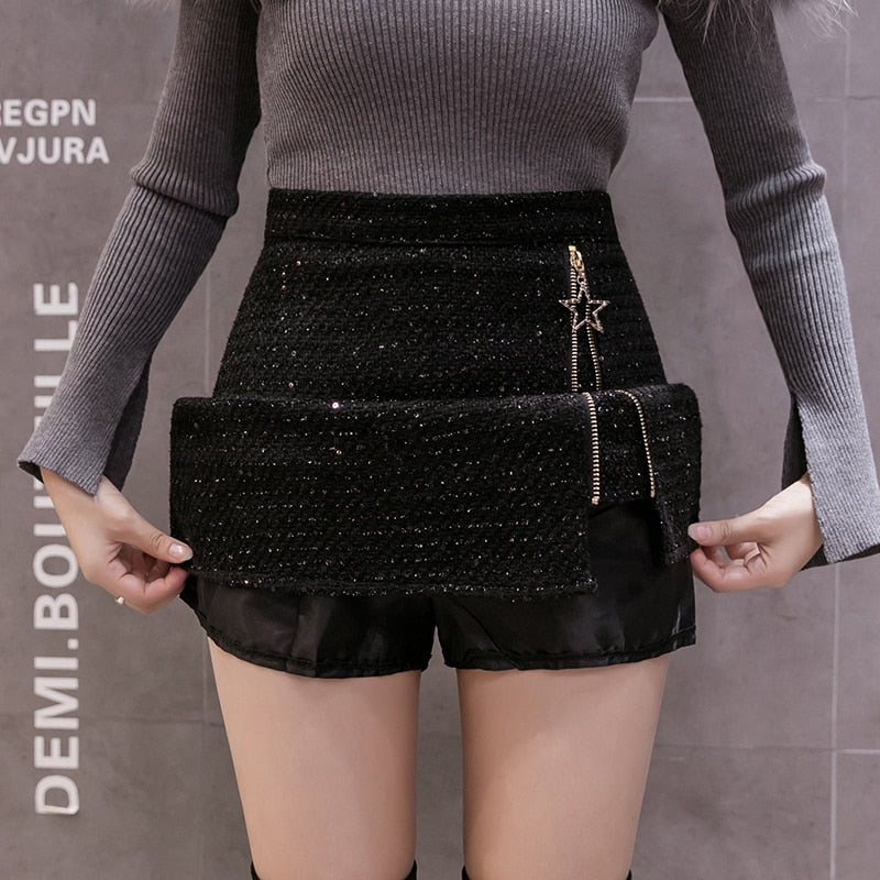 Line zipper mini skirt