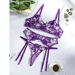 Floral Lingerie 3-Piece Set