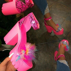 Buckle Strap Furry Shoe
