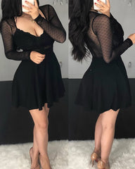Black Dot Long Sleeve Dress