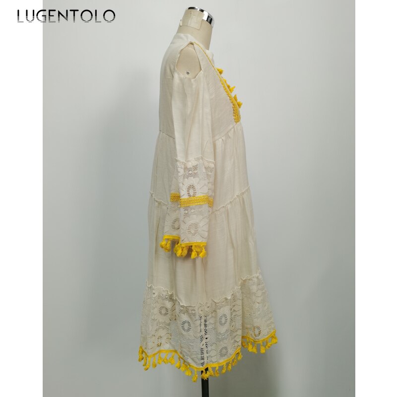 Sexy V-neck Loose Tassel Dress