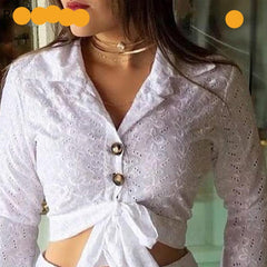 Button-down Blouse & Shorts Set