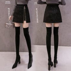 Line zipper mini skirt