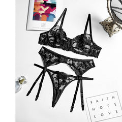 Floral Lingerie 3-Piece Set