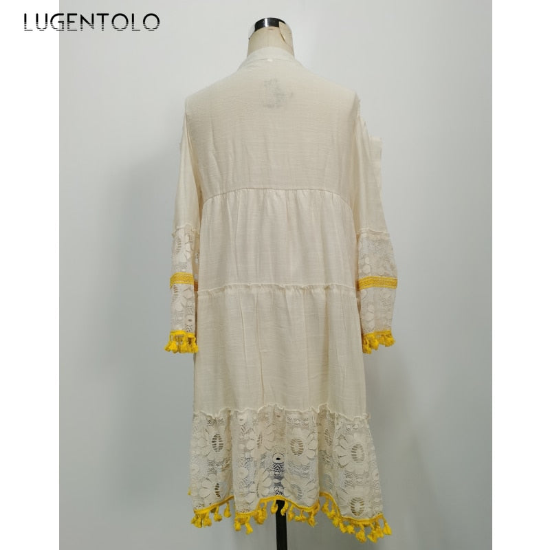 Sexy V-neck Loose Tassel Dress