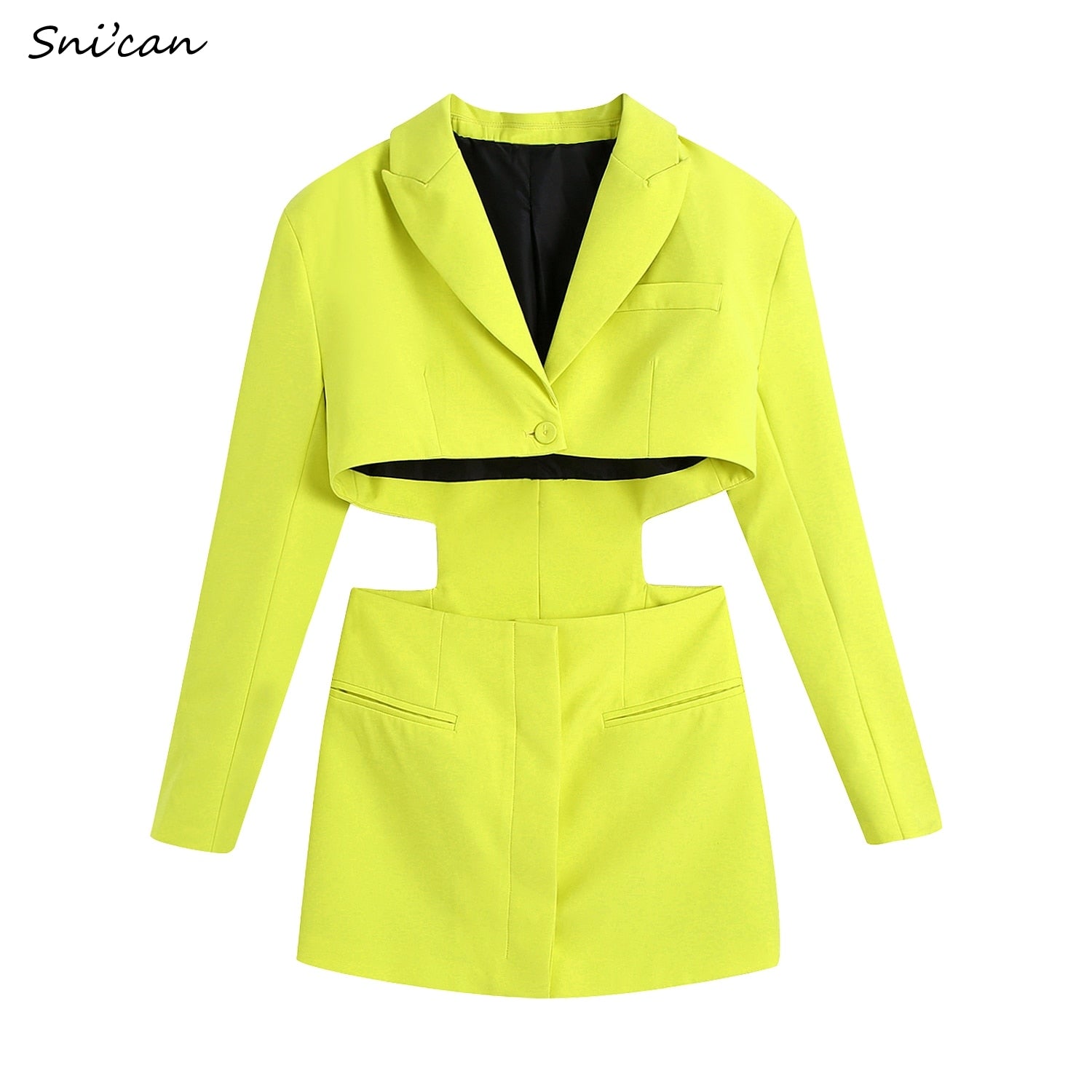 Hollow Out Waist Blazer Jacket Outwear