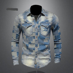 Patch Men Denim Shirt