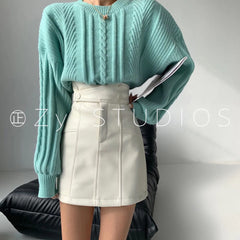 Autumn PU leather skirt