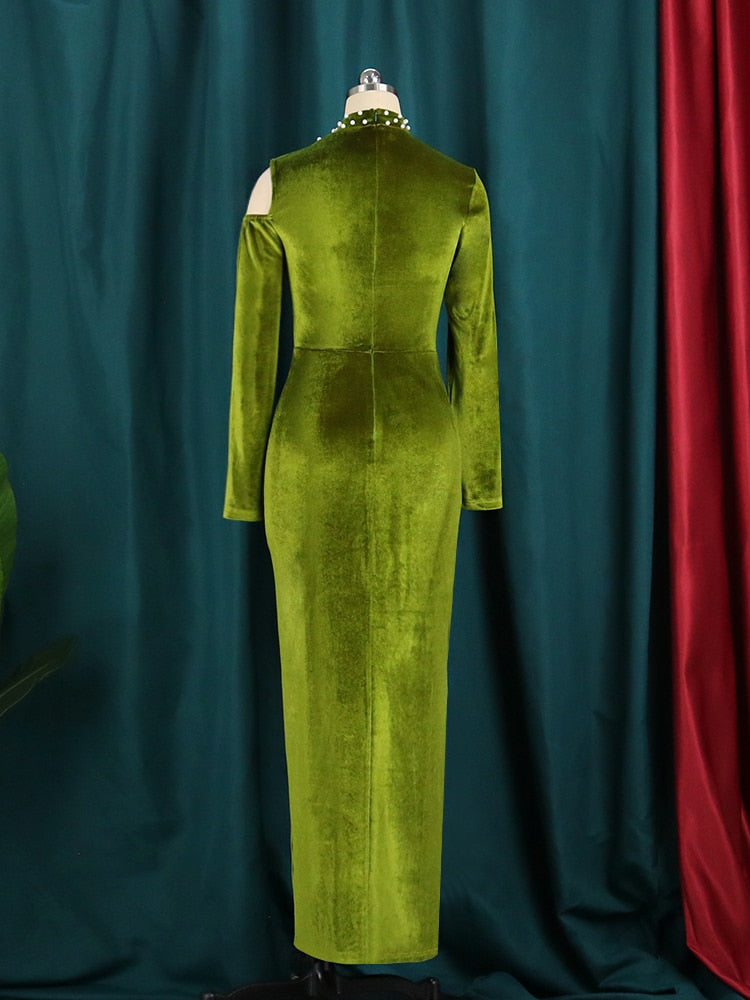 Long-Sleeve Velvet Dress