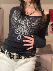 HEYounGIRL Harajuku Mall Gothic Graphic T Shirts Women Printed Grunge Basic Crop Top Tshirts 2000s Aesthetic Autumn Tee Shirt